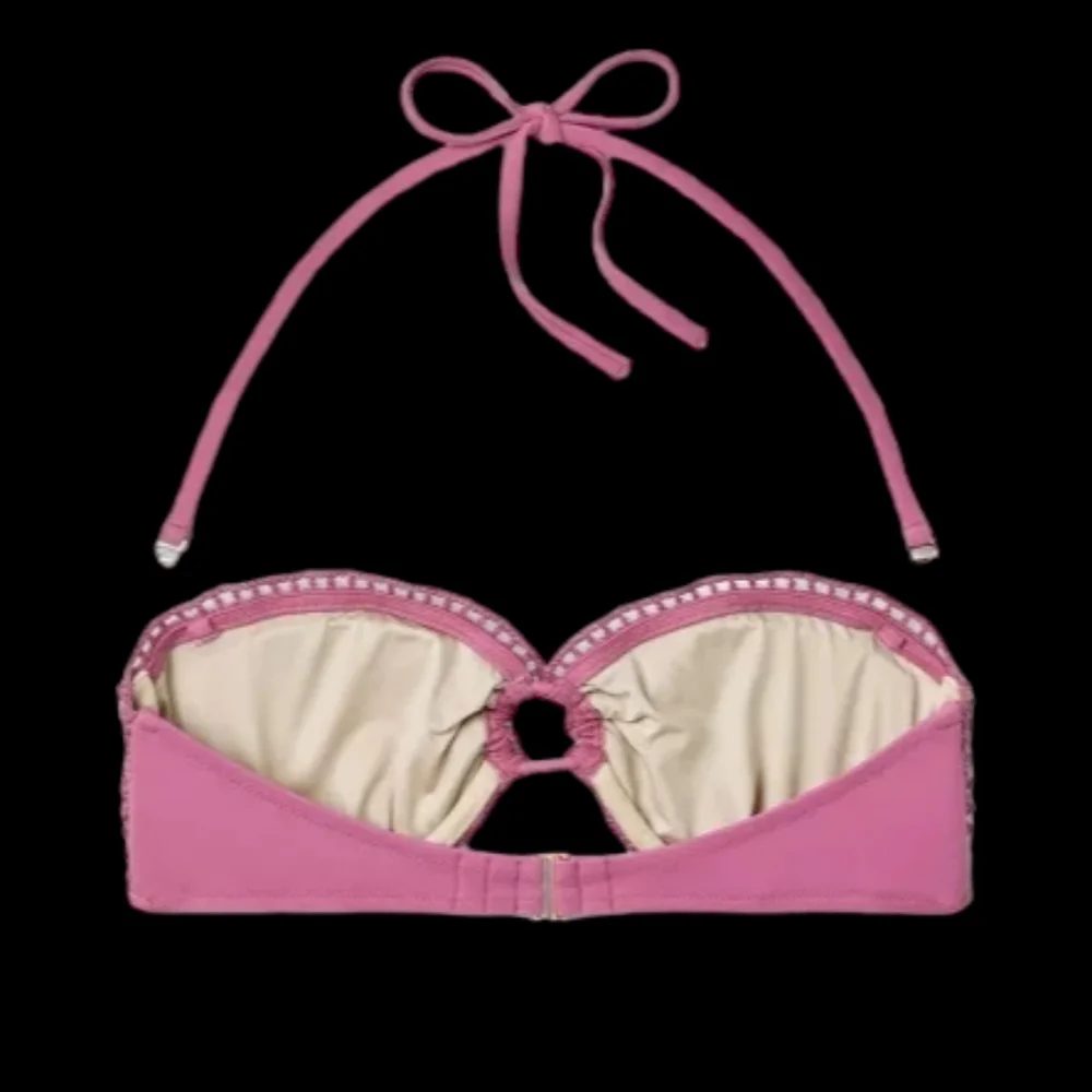 SHADE & SHORE NWT Women's Crochet Bandeau Bikini Top Pink 38DD - Picture 4 of 7